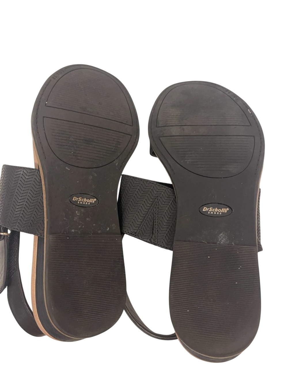 Dr. Scholl's Freestone Black and Tan Dual-Strap Slingback Sandals Shoes - Picture 6 of 7